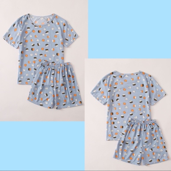 New Blue Tee & Shorts Pajama Set - Picture 2 of 4